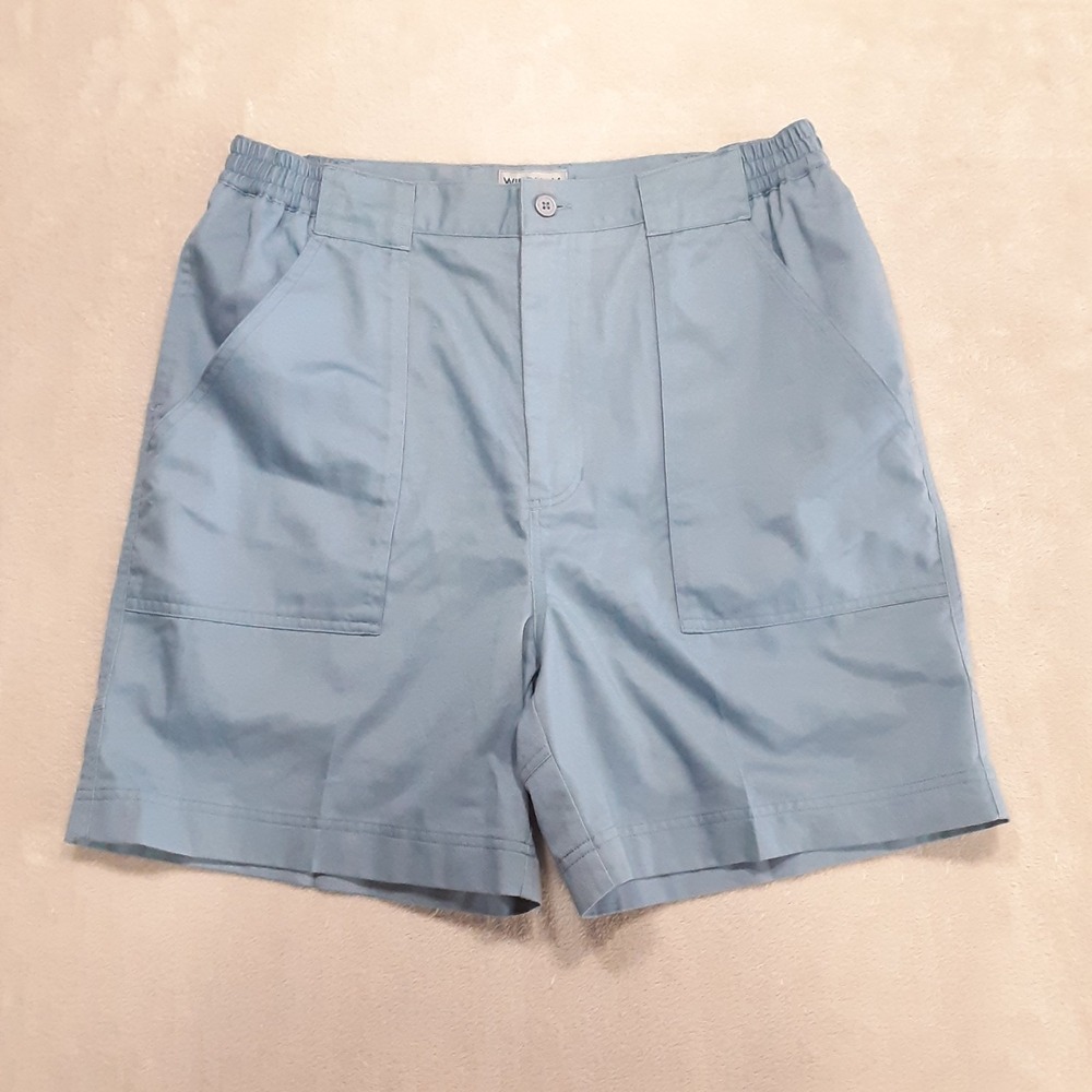 Windham Pointe Mens Flat Front Pocket Shorts Sz.40/Blue Side Elastic Waist